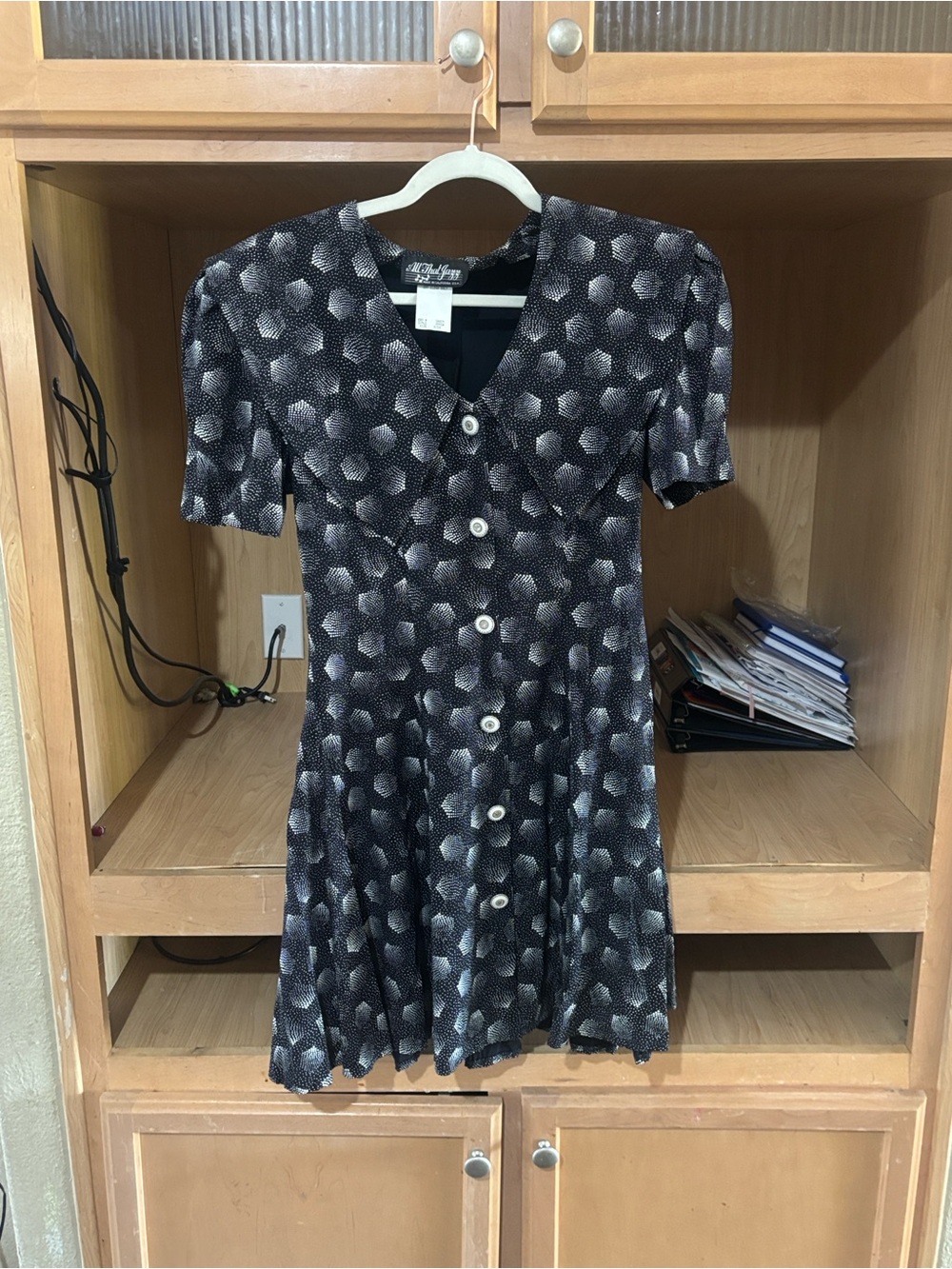 All That Jazz Black Mini Dress with White Dot Pattern